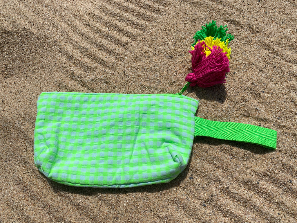 Bolso mano coral verde fluor